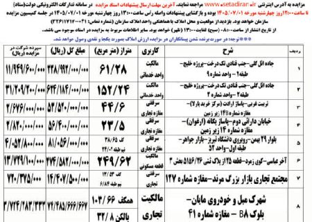 آگهی مزایده فروش املاک ( سازمان مدیریت پسماند شهرداری تبریز)
