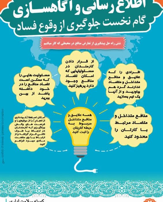 اینفوگرافی/شش راه حل پیشگیری از تعارض منافع در محیطی که کار می کنیم